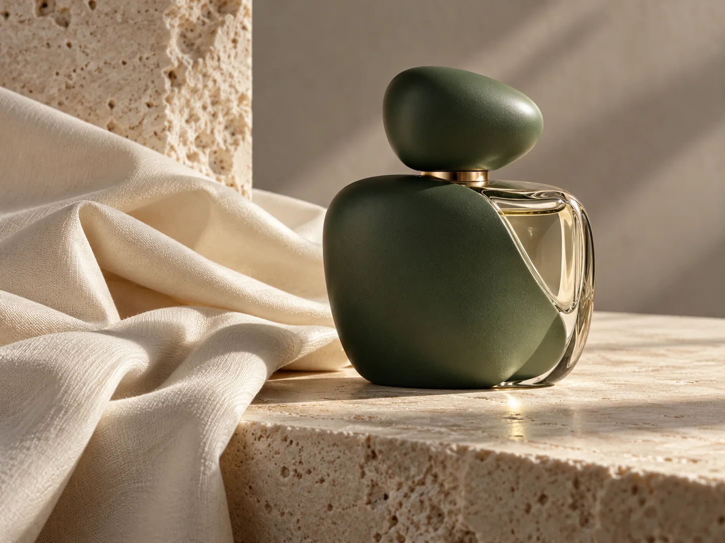 Amber fragrance bottle editorial product concept
